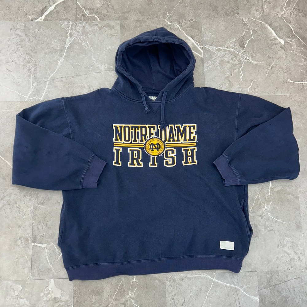 Vintage Notre Dame Hoodie Mens XL Fighting Irish Distressed Pullover Sweatshirt